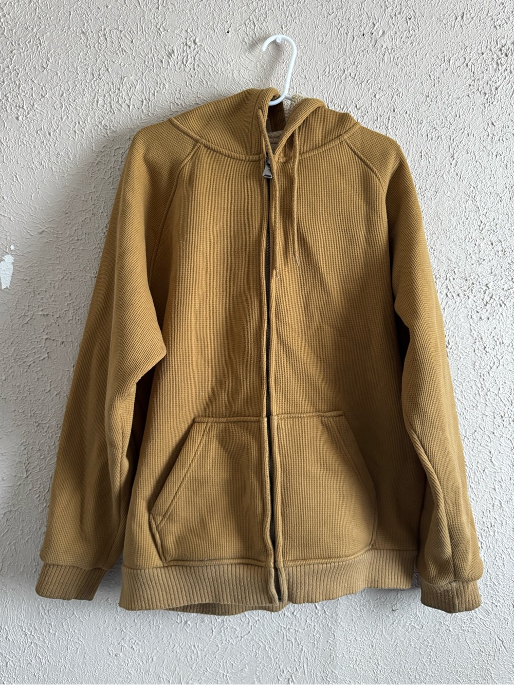 Men's Zip-Up Hooded Sweater in Camel Tan